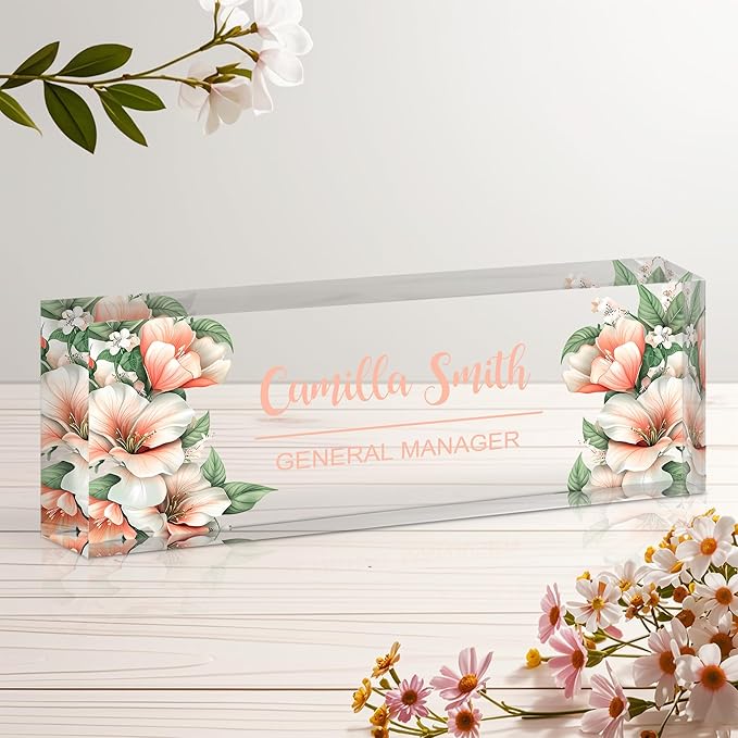 Personalized Name Plate for Desk, Custom Acrylic Desk Name Sign, Office by Unknown