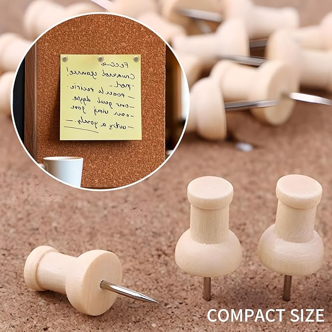 100 Pcs Wood Push Pins, CNYMANY Colored Thumbtacks - Image 6