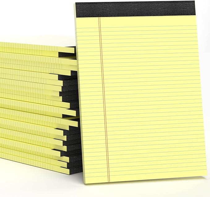 24 Pack Yellow Legal Pads 8.5 x 11 Letter Size Lined Writing Note Pads Yellow by Aidunmis
