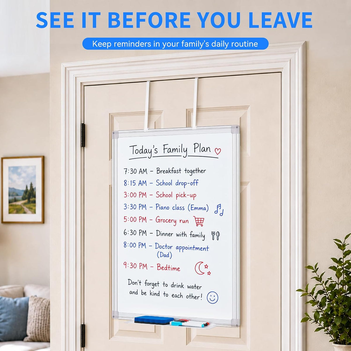 Maxtek Magnetic Dry Erase Board for Door 30 x 20 in