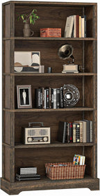 TVU 5-Tier Solid Wood Book Shelf, Floor Standing Bookcase, Farmhouse Style Book - Image 9