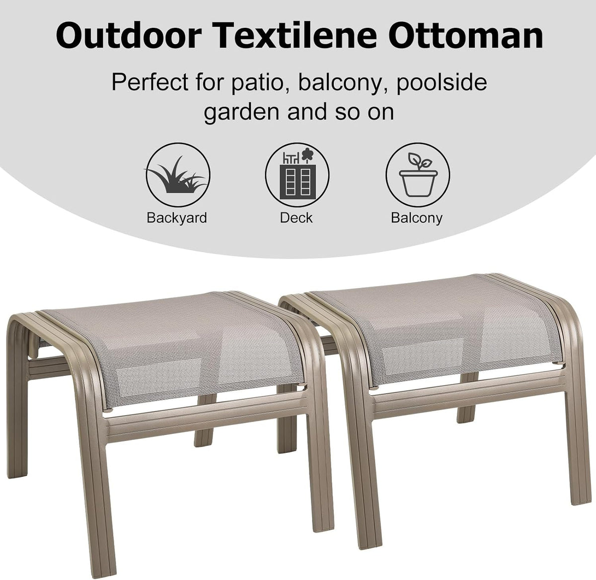 Outdoor Ottoman Patio Footstools, Champagne, 2 Set