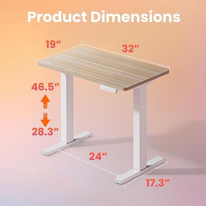 HUANUO 32" Small Electric Standing Desk Adjustable Height, 4 Memory Height - Image 3