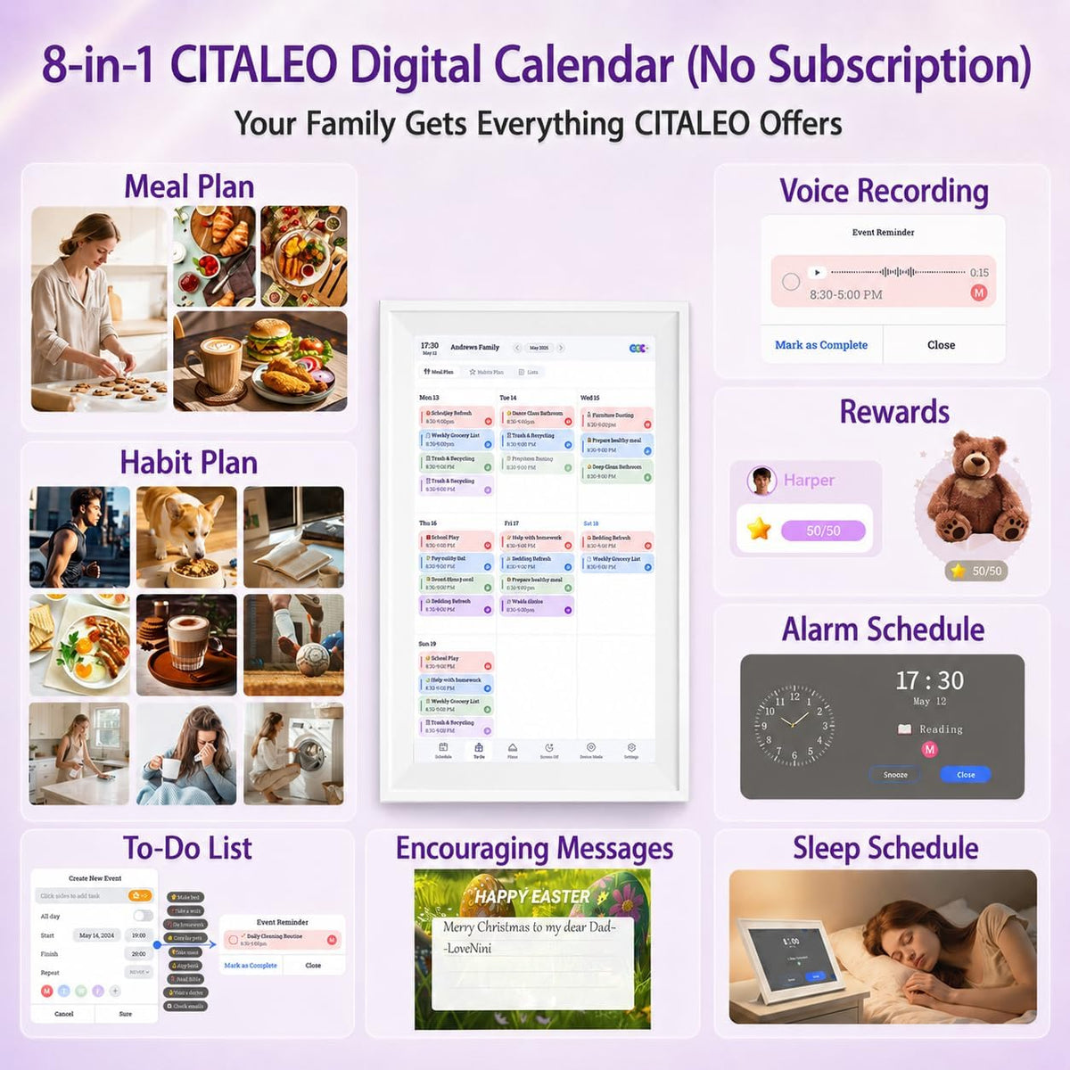Digital Calendar Wall Touch Screen, No subscription fees,15.6 Inch