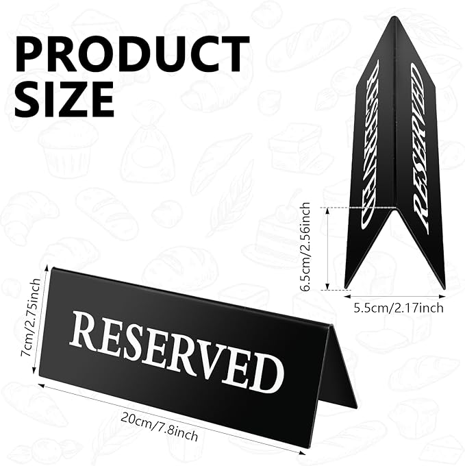 6 Pieces Table Top Reserved Sign Table Signs Reserved Seating Signs Double - Image 2