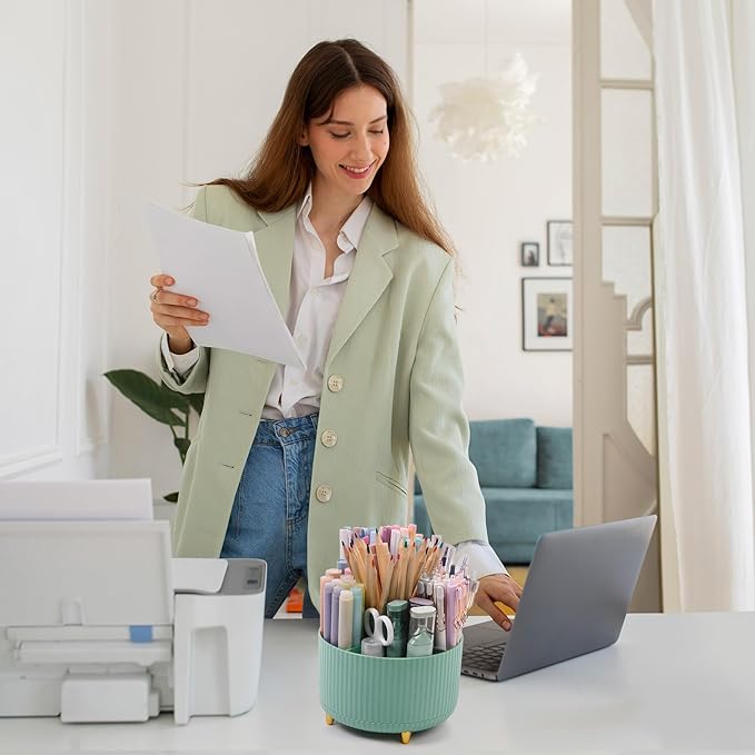 SKYDUE 360 Degree Rotating Desk Organizer, Dual-Purpose Pencil Pen Holder - Image 7