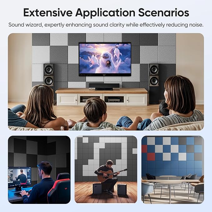 UNECHO 12 Pack 12" X 12" X 0.4" Acoustic Panels - Image 6
