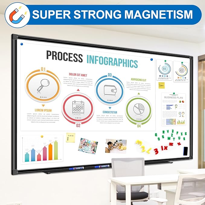 H-Qprobd 6'x4' Large Magnetic White Board Dry Erase Whiteboard - Image 3
