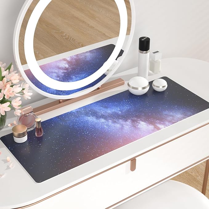QIYI Large Desk Pad, Milky Way Mouse Pad Desktop Decor, Waterproof PU Leather - Image 6