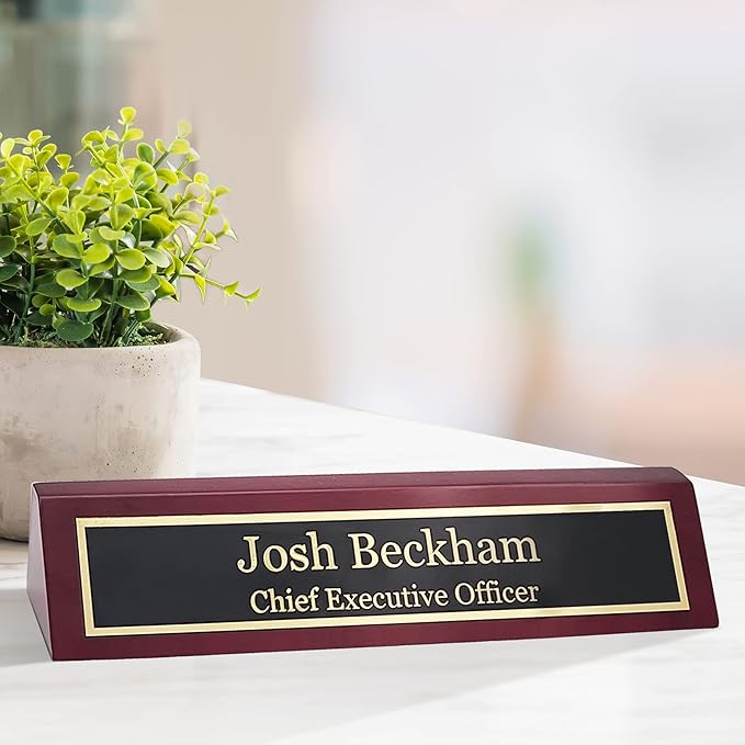 Business Wood Name Plate for Desk | Custom Desk Name Plate Personalized Gift by EngravingInternational