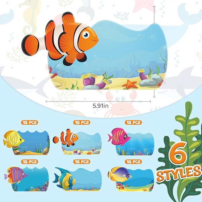 Henoyso 108 Pcs Ocean Themed Desk Name Tags - Image 2