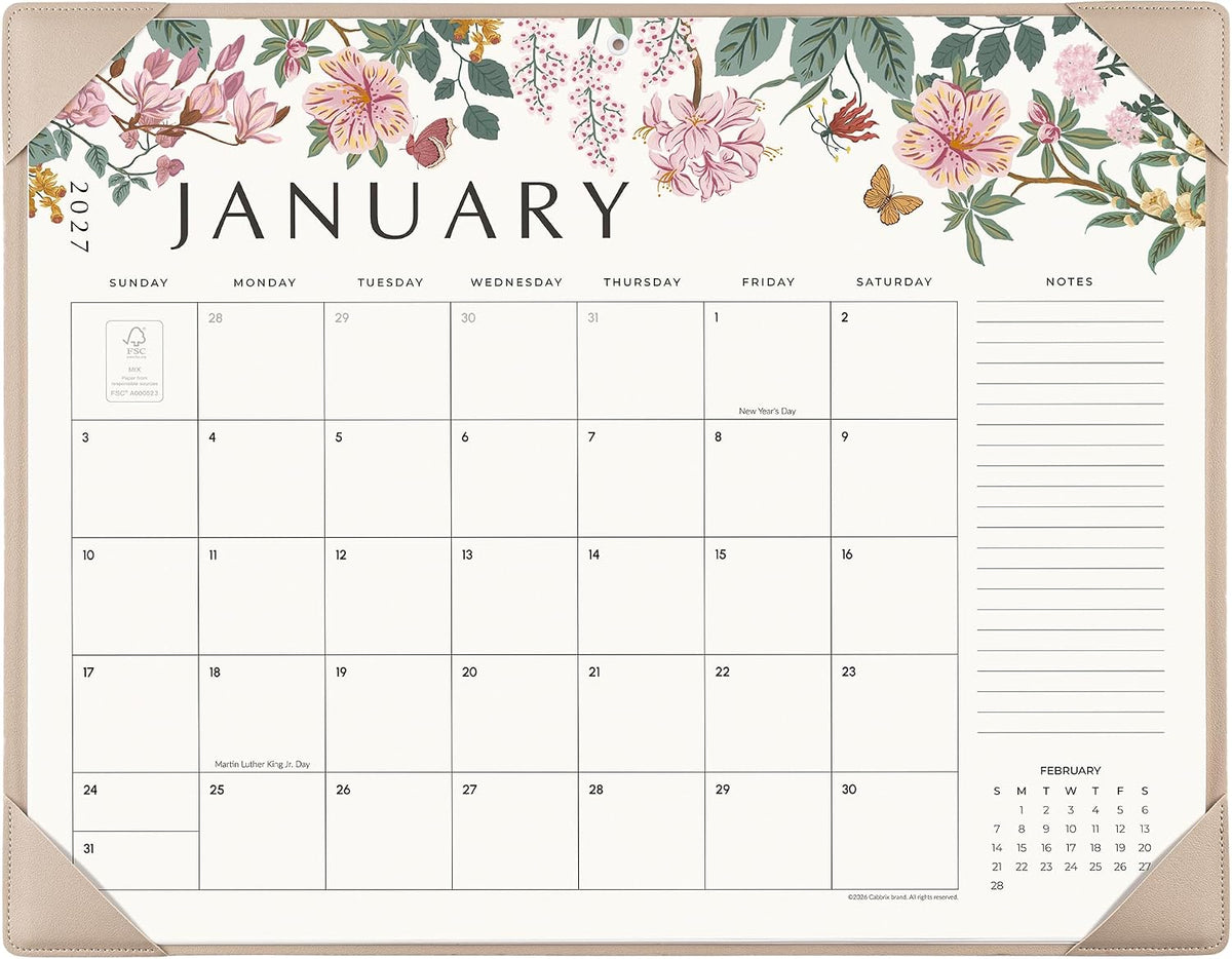 Cabbrix Desk Calendar 2027, Large Desk Pad Calendar 22 x 17" (Apricot)