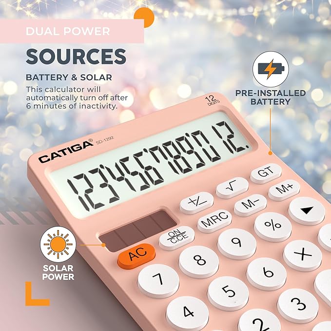 CATIGA 12 Digit Desktop Calculator Basic Desk Calculator - Image 5