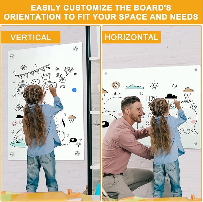H-Qprobd Glass White Board for Wall Dry Erase Board 48" x 32" Magnetic - Image 6
