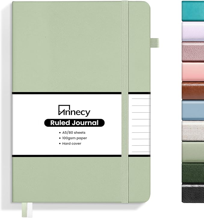 Annecy Lined Journal Notebook, Hardcover Leather Journal by Annecy