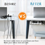 COYACOOL Under Desk Cable Management- 2 Pack Cord Organizer. Metal Wire Cable - Image 2