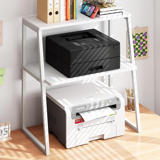 Arbuxzuy Printer Stand for Desk, Desktop Printer Shelf, 3 Tier Desk Shelf for by Arbuxzuy