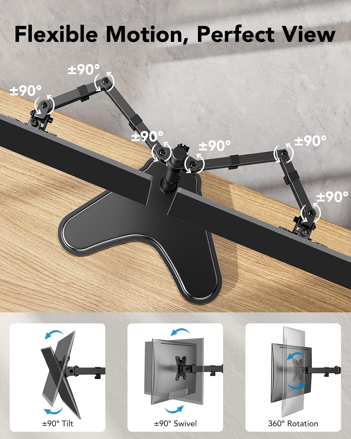 huanuo 32 inches dual monitor stand up to, side view