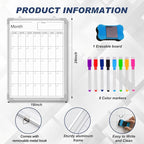 Lincia 24" x 18" Magnetic Vertical Monthly Dry Erase Calendar - Image 2