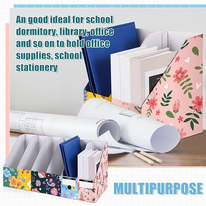 PerKoop 12 Pcs Magazine File Holder Foldable Decorative Cardboard File Folders - Image 4