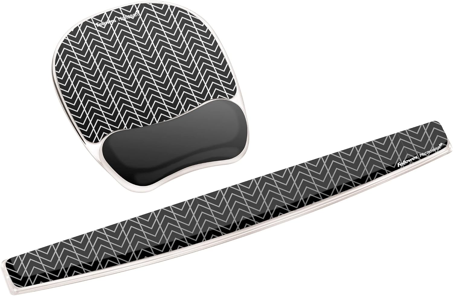 Fellowes Photo Gel Mouse Pad Wrist Rest with MICROBAN - Black Chevron (9549901) (Pack of 4)