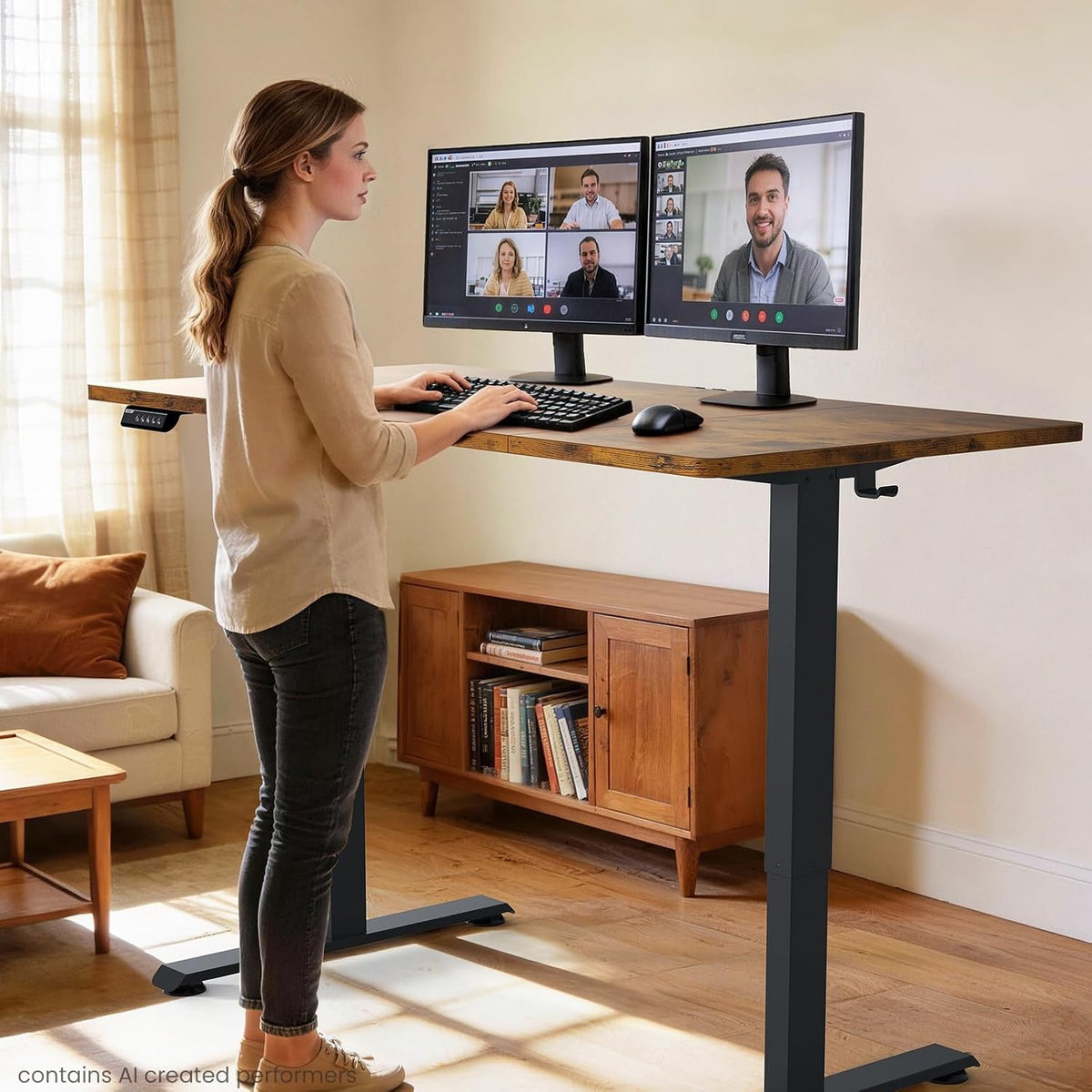 Veken 63"x28" Wider Large Standing Desk, Electric Height Adjustable...