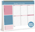 104 Pgs Weekly To Do List Notepad, 52 Duplex-Printed Undated Sheets 100 by ALKALO