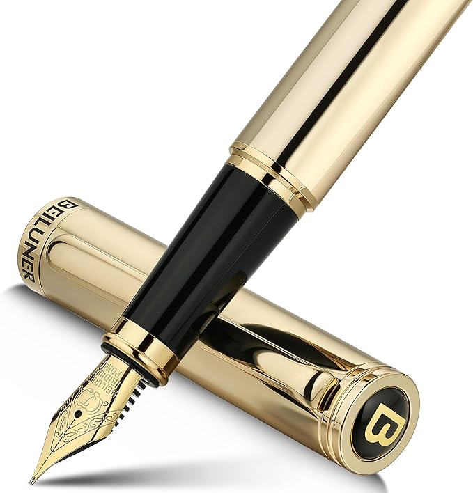 BEILUNER Gold Fountain Pen, Stunning Luxury Pens by BEILUNER