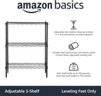 Amazon Basics 3-Shelf Adjustable Heavy Duty Steel Wire Rack Storage Shelving - Image 4