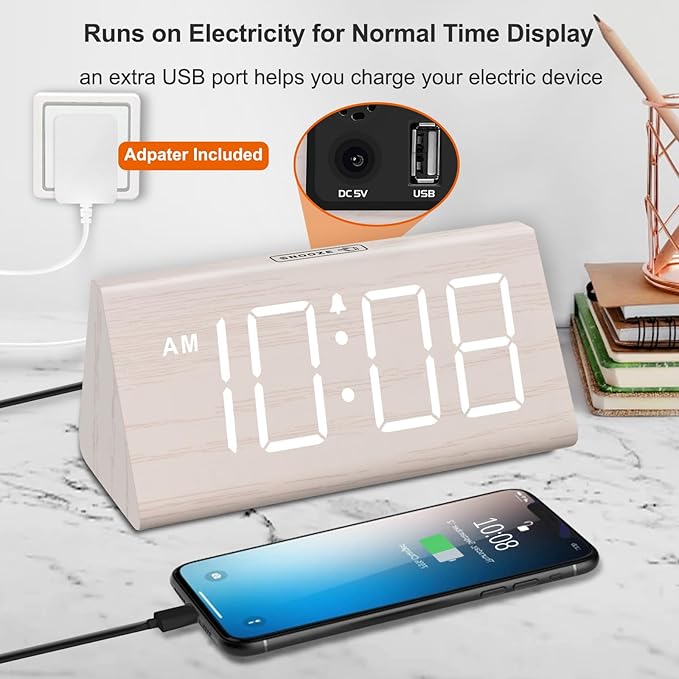 DreamSky Wooden Digital Alarm Clock - Image 5