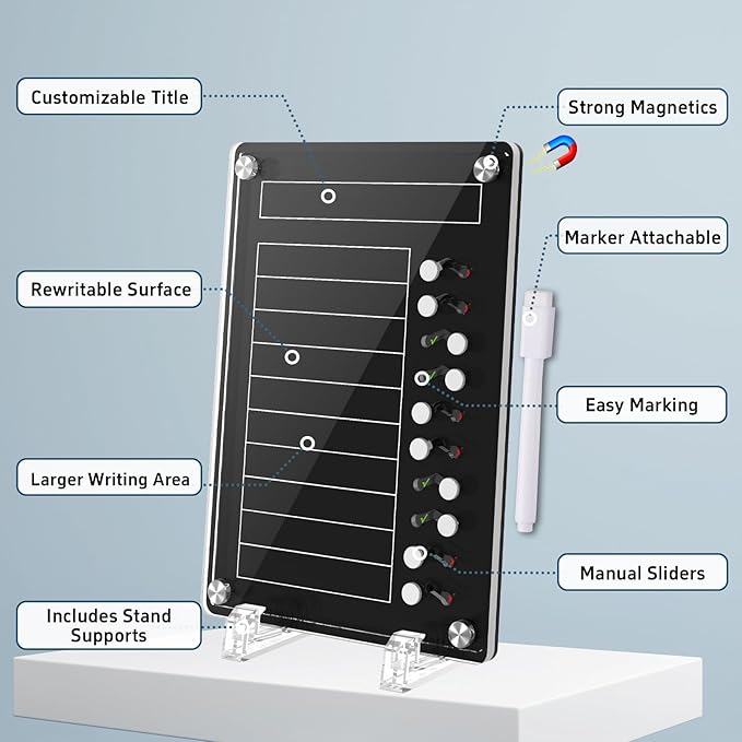 NiHome Black Acrylic Magnetic to Do List Planning Board - Image 3