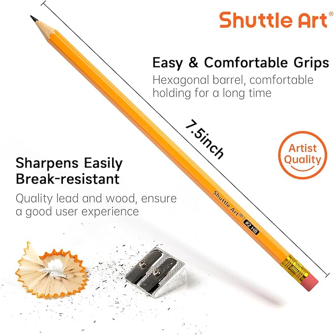 Shuttle Art Wood-Cased #2 HB Pencils, 350 Pack Sharpened Yellow Pencils - Image 2