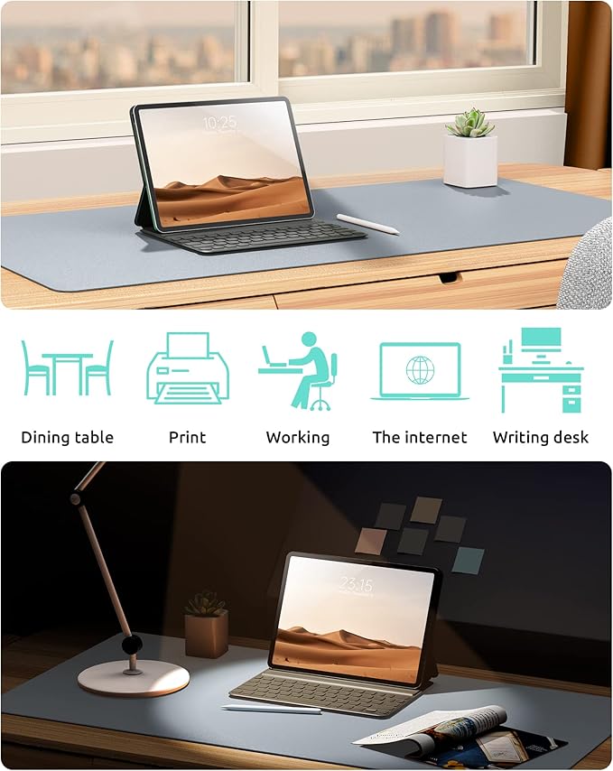 YSAGi Leather Desk Pad Protector, Office Desk Mat, Large Mouse Pad, Non-Slip PU - Image 6