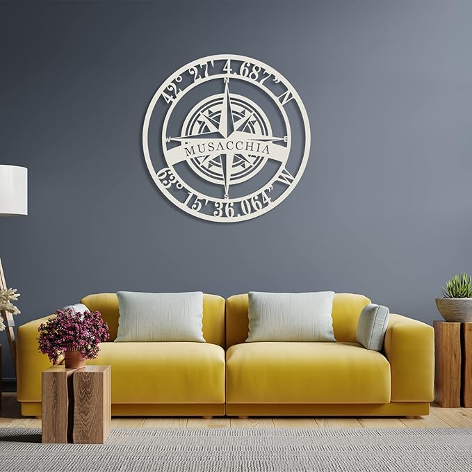 Metal Name Signs Personalized, Nautical Compass GPS Coordinates Metal Sign - Image 6