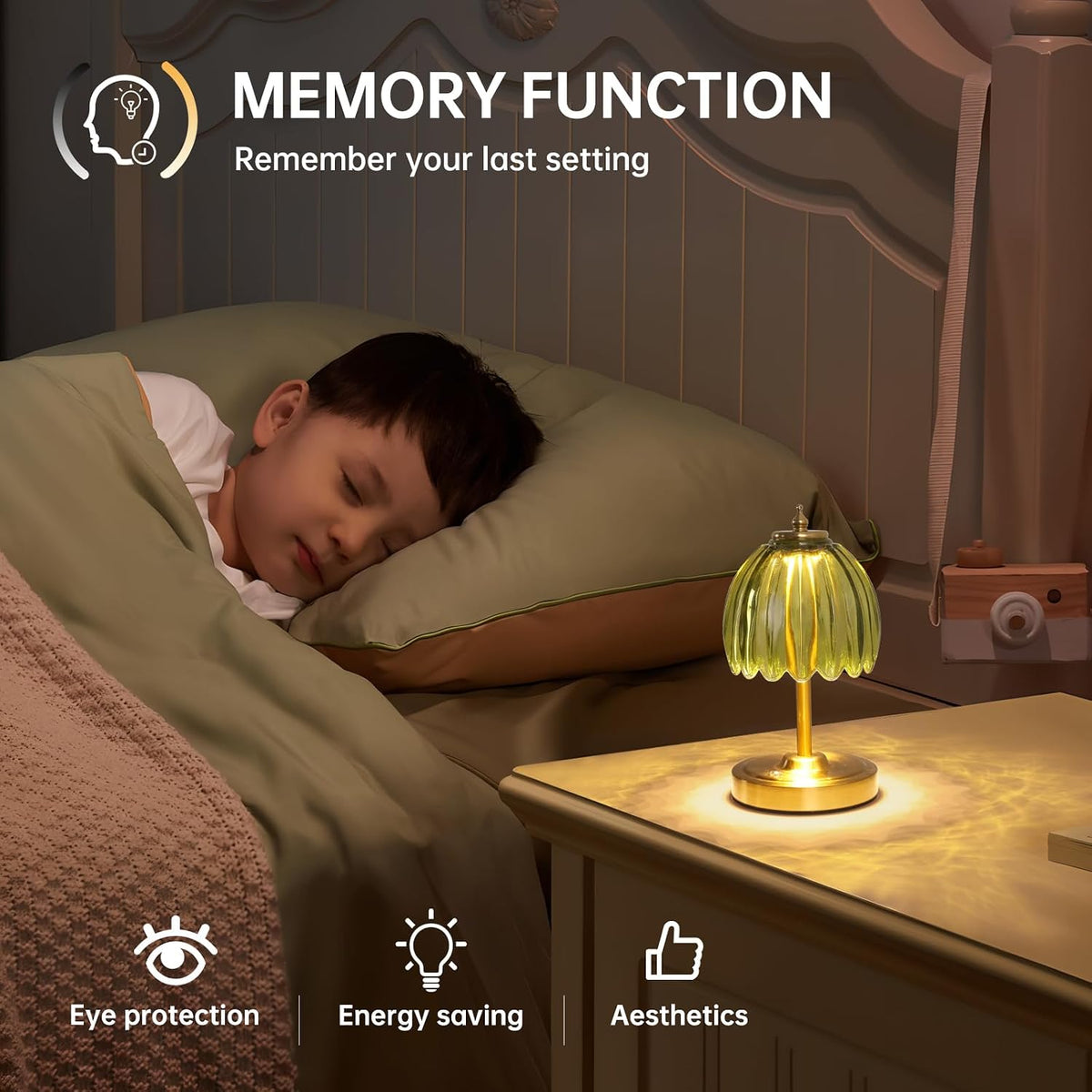 Shenmoyl Tulip Small Table Lamp, 5200mAh Cordless Touch Control Mini Table La...