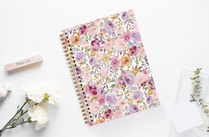 JWVK Vintage Spring Flowers Spiral Notebook 5.5x8.3, Retro Floral Cottagecore - Image 2