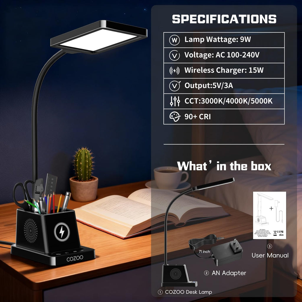 cozoo led desk lamps for home office with on a desk or shelf
