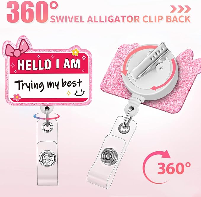 Aoryalps Trying My Best Retractable Badge Reel Holder Retractable - Image 4