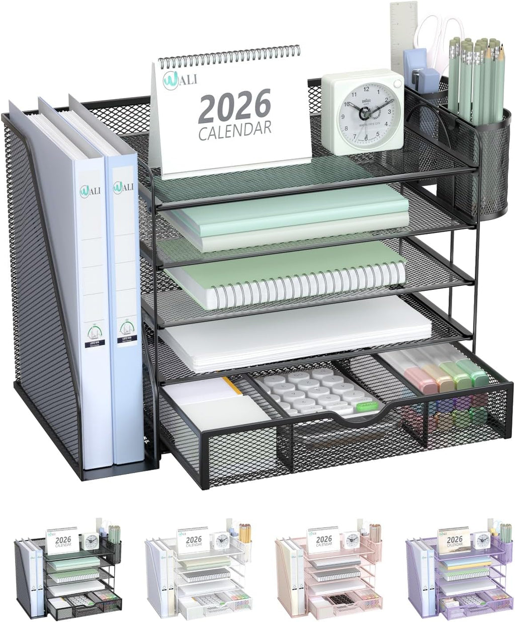 wali desk file organizer, 5 tier desktop paper, main product view