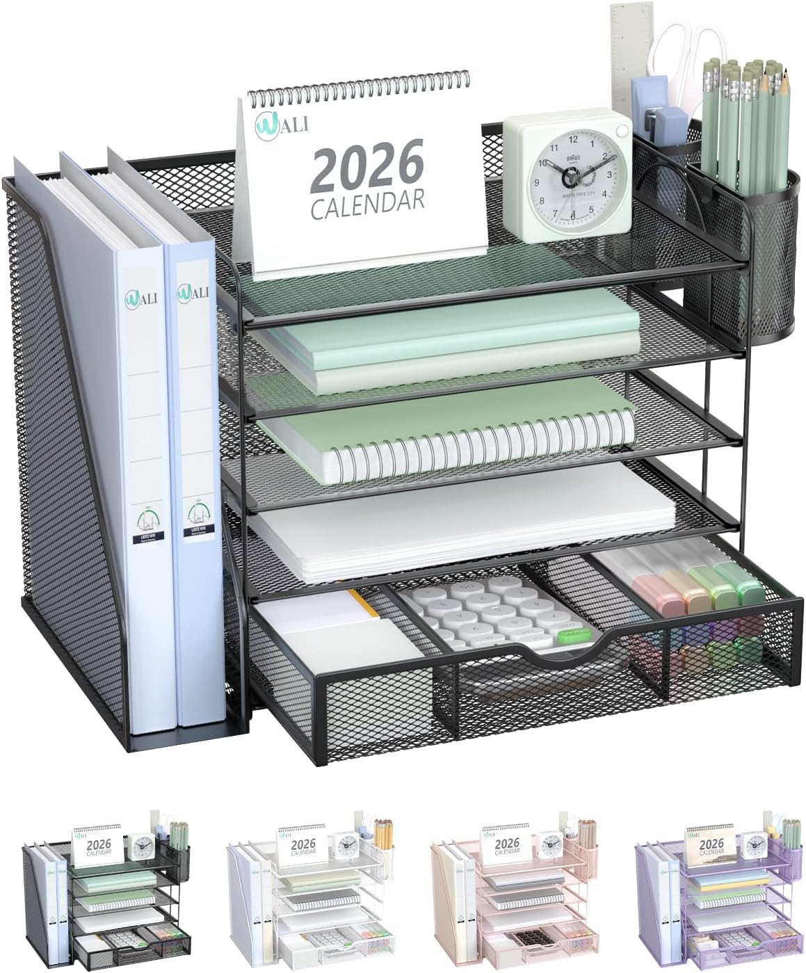 wali desk file organizer, 5 tier desktop paper, main product view
