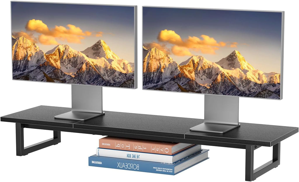 simple trending dual monitor stand riser, 38" computer on a desk or shelf