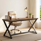 47 Inch Computer Desk, Home Office Desk for Writing Study Rustic Oak | Industrial Wood Metal Executive Work Study Desk, Modern Simple PC Gaming Computer Table for Study Workstation