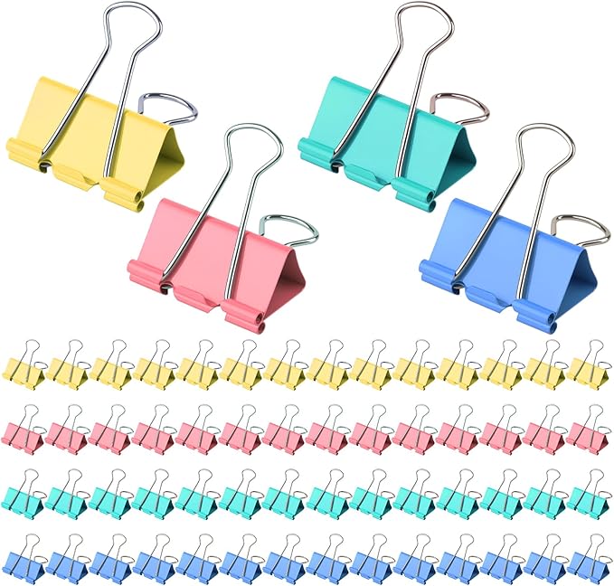 Large Binder Clips 1.6 Inch Assorted Colors, Colored Binder Clips Paper Clips by Unknown