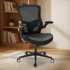 Heavy Duty Office Chair, 400lbs Ergonomic Desk Office Chair for Heavy People, Home Office Desk Chairs with Flip-Up Arms Computer Executive Task Chair with Adjustable Lumbar Support