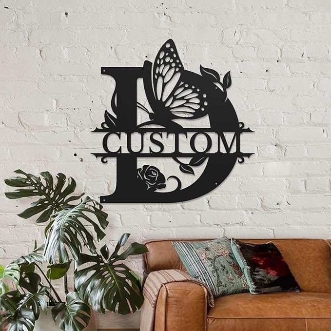 Personalized Custom Letter Name metal Signs, Custom Black Letter Monogram Wall - Image 3