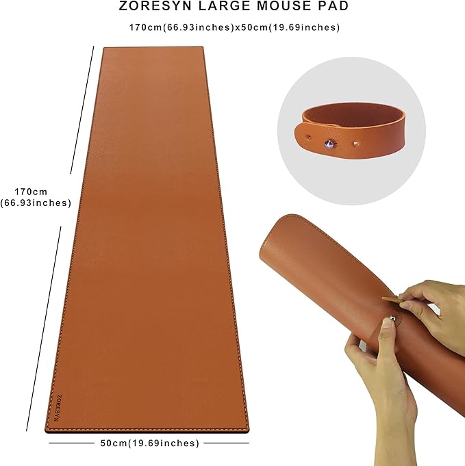 ZORESYN PU Leather Desk Mat Waterproof Anti-Oil Dining Table mat - Image 2