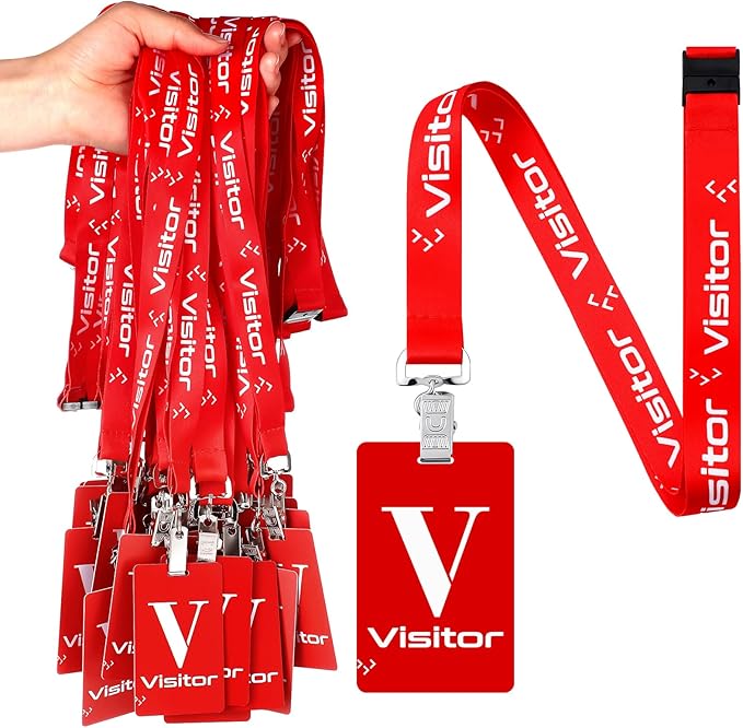 PerKoop 25 Pack Visitor Badge Lanyards Volunteer Badge Holder by PerKoop