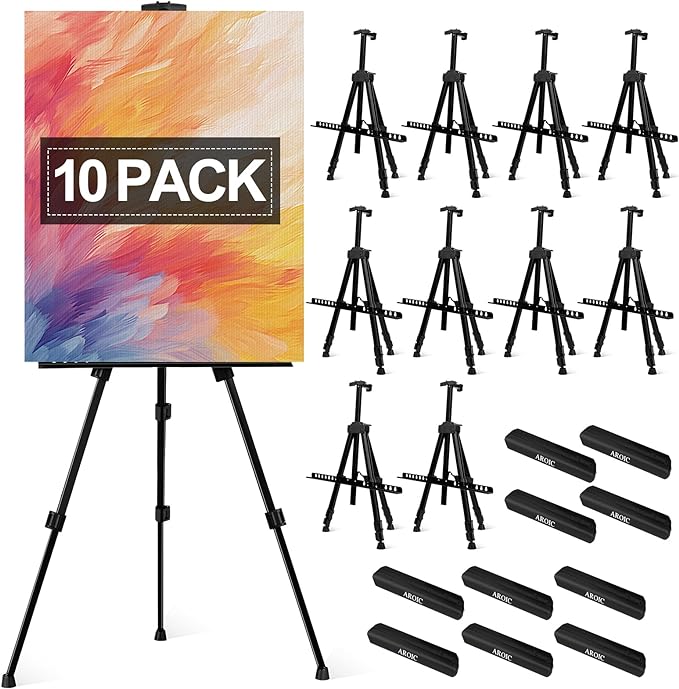 AROIC10 Pack Painting Display Easel Stand Portable Adjustable Metal Tripod by AROIC