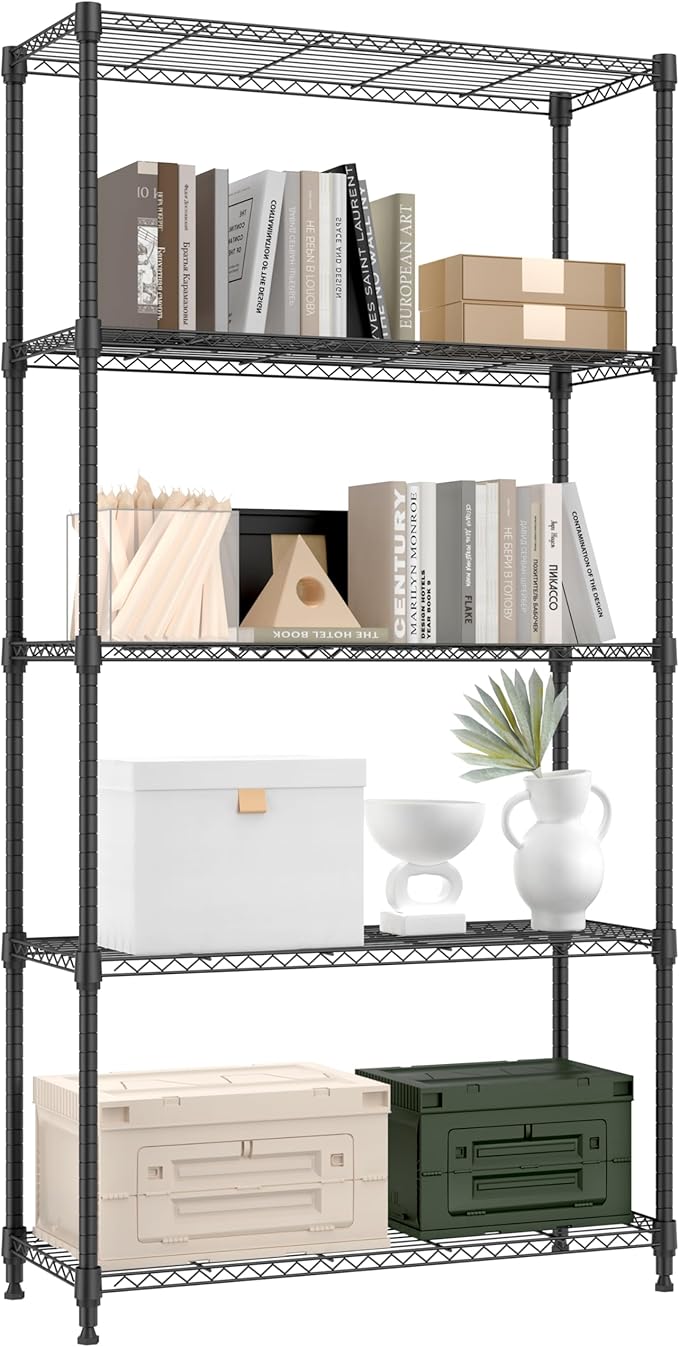 M MZG 1250 lbs 5 Tier Shelf Metal Storage Shelves Shelving Wire Rack Heavy Duty by MEIGAOPLASTICANDMETALHKCOLIMITED