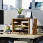 wooden mail organizer, desk organizer with 3 adjustable on a desk or shelf
